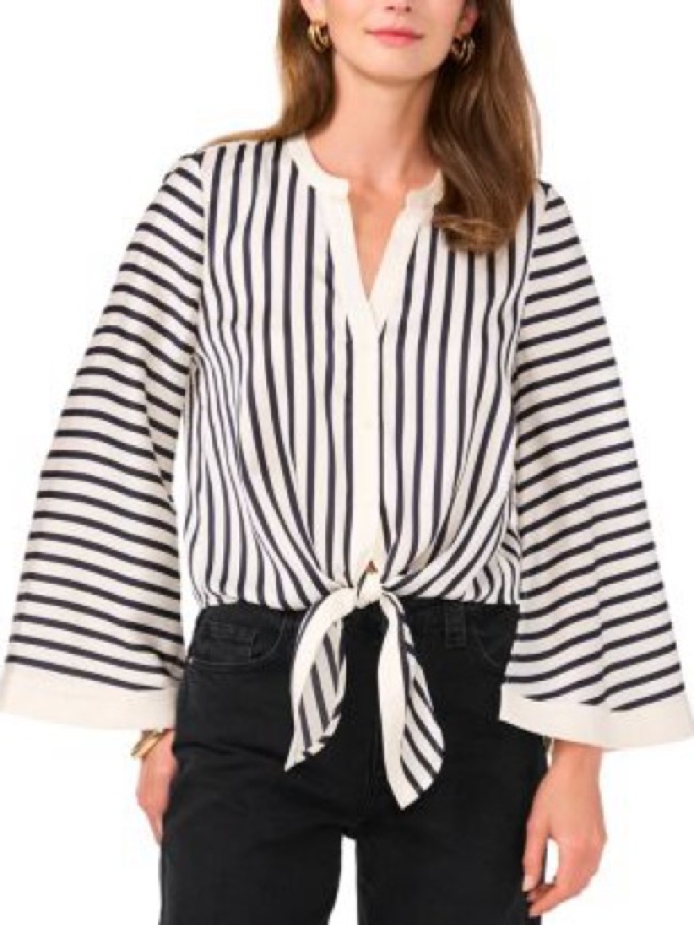 NWOT Vince Camuto Striped Tie-Front Blouse
Size Small